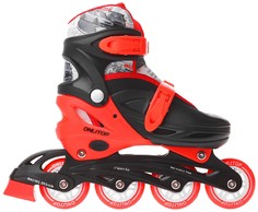 Роликовые коньки раздвижные, колеса PVC 64 мм, пластиковая рама, black/red р.30-33 ONLITOP