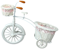 Корзина плетеная Sima-Land Велосипед с розовыми кашпо