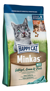 Сухой корм для кошек Happy Cat Minkas, домашняя птица, ягненок, рыба, 4кг