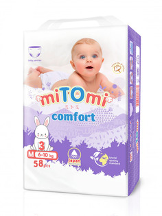 Подгузники-трусики mitomi comfort, m (6-10 кг), 58 шт.