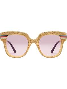 Gucci Eyewear солнцезащитные очки в квадратной оправе с блестками
