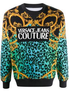 Versace Jeans Couture толстовка с леопардовым принтом и логотипом