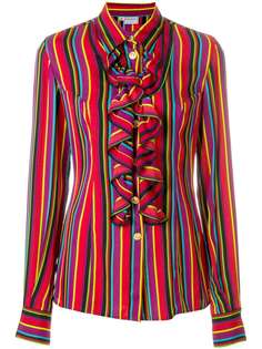 Versace Pre-Owned рубашка в полоску с оборками