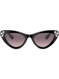 Miu Miu Eyewear солнцезащитные очки в оправе кошачий глаз со стразами