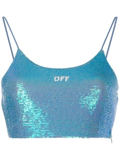 Off-White укороченный топ с пайетками