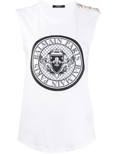 Balmain топ без рукавов с логотипом