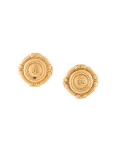 Chanel Pre-Owned круглые серьги с логотипом СС