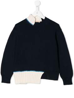 Marni Kids asymmetric crew-neck jumper