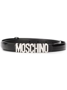 Moschino logo buckle thin belt