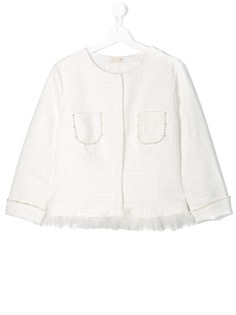 Monnalisa твидовый жакет с декоративным жемчугом