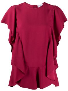 Red Valentino ruffled short-sleeved blouse