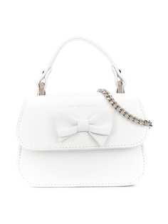 Monnalisa logo embossed bow shoulder bag