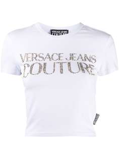 Versace Jeans Couture укороченная футболка с логотипом и заклепками