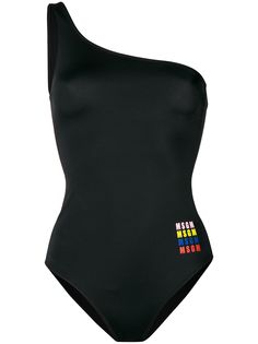 MSGM one shoulder logo swimsuit