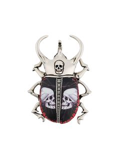 Alexander McQueen брошь в виде жука с декором Skull