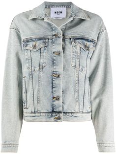 MSGM куртка из вареного денима с логотипом
