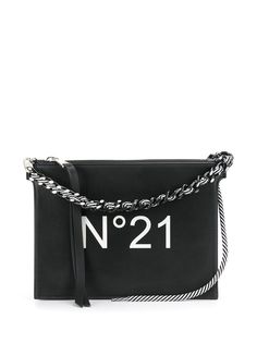 Nº21 chain-trimmed logo print shoulder bag