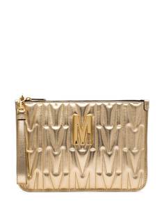 Moschino стеганый клатч на молнии с логотипом