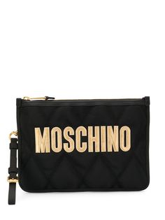 Moschino logo quilted clutch