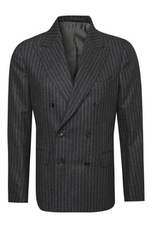 Черный шерстяной костюм в полоску Lardini