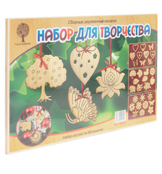 Сборная деревянная модель Wooden Toys Набор для творчества - Новогодние игрушки