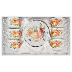 Чайный сервиз Millimi Каприз 12 предметов 250 мл белый/оранжевый