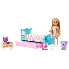 Кукла Barbie Челси и набор мебели спальня, 12 см, FXG83
