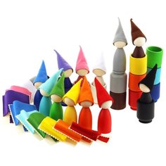 Сортер Уланик Гномики большие в колпачках с кроватками и стаканчиками