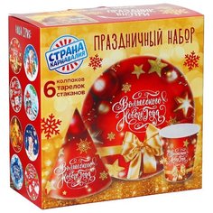 Страна Карнавалия Набор одноразовой посуды Волшебного Нового года (12 шт.) красный