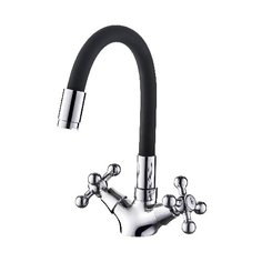 Смеситель для кухни (мойки) Ledeme L1319 двухрычажный двухцветный хром/черный