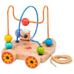 Каталка-игрушка Lucy & Leo Лабиринт с бусинками (LL150) коричневый/желтый/красный