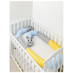 Pillolu бортик в кроватку Котик 355 см серый/желтый/голубой