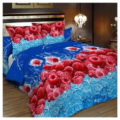 Постельное белье 2-спальное Letto B185 70х70 см, бязь синий/красный