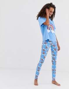 Пижамный комплект с леггинсами и принтом радуги ASOS DESIGN-Мульти