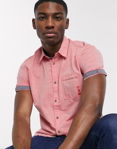 Рубашка из ткани шамбре с короткими рукавами Tom Tailor-Красный