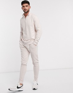 Светло-розовый спортивный костюм с короткой молнией на свитшоте ASOS DESIGN