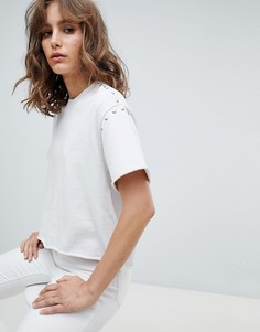 Трикотажная футболка с заклепками AllSaints-Белый