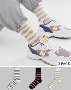 Набор из 3 пар носков до щиколотки в полоску ASOS DESIGN - Скидка-Мульти