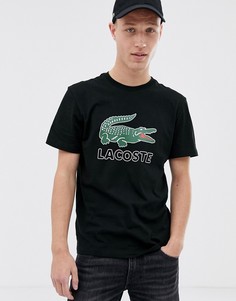 Черная футболка с большим логотипом Lacoste-Черный