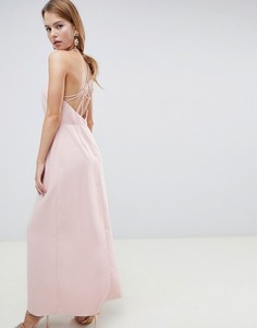 Платье макси с открытой спиной ASOS DESIGN-Розовый