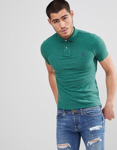 Зеленая узкая футболка-поло из пике Polo Ralph Lauren-Зеленый