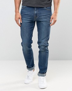 Темные зауженные джинсы ASOS-Синий