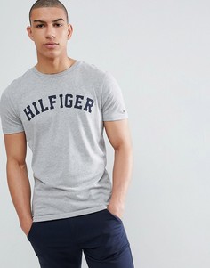 Серая домашняя футболка с круглым вырезом и логотипом Tommy Hilfiger-Серый