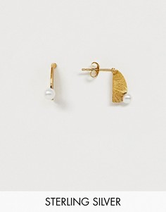 Серьги из позолоченного серебра с искусственным жемчугом ASOS DESIGN-Золотой