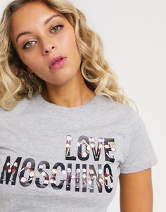 Футболка с принтом логотипа Love Moschino-Серый