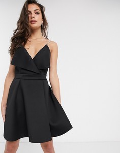 Короткое приталенное платье с декорированными бретелями ASOS DESIGN-Черный