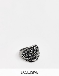 Кольцо с черепом Reclaimed Vintage inspired эксклюзивно для ASOS-Черный