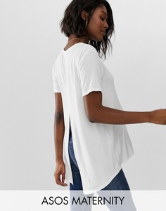 Белая футболка с разрезом сзади ASOS DESIGN Maternity-Белый