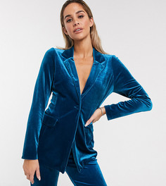 Бархатный однобортный пиджак ASOS DESIGN-Зеленый