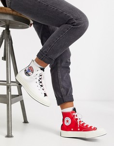 Красные/белые высокие кеды Converse Chuck 70-Красный